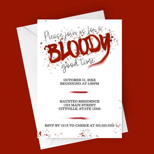 Convite para Festas de Halloween de Boa Hora (Bloody Good Time | Spooky Halloween Party Invitation)