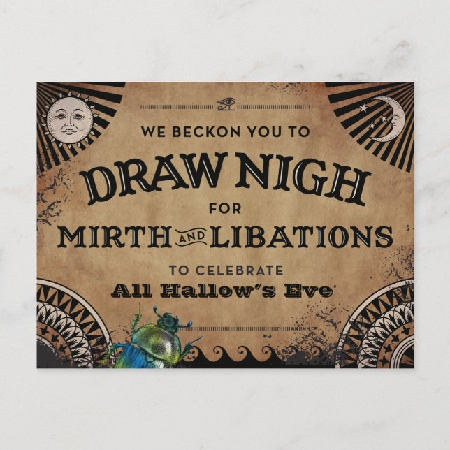 Convite para Festas de Halloween | Estética egípci (Frente)