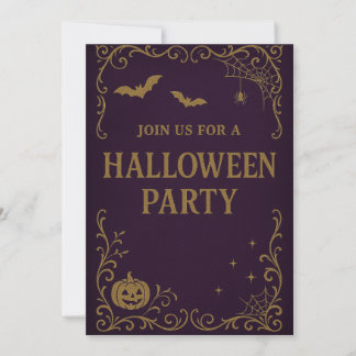 Convite para Festas de Halloween | Roxo Gótico e D