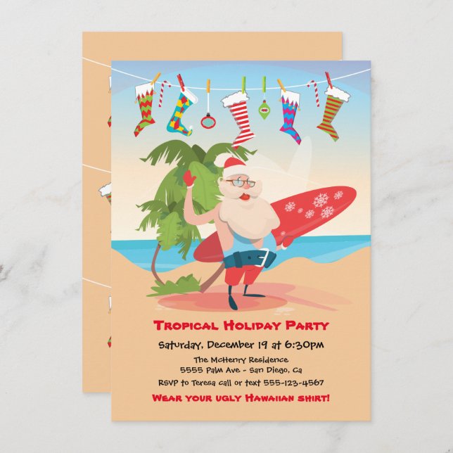 Convite para Festas de Natal em Ilhas Tropicais (Frente/Verso)
