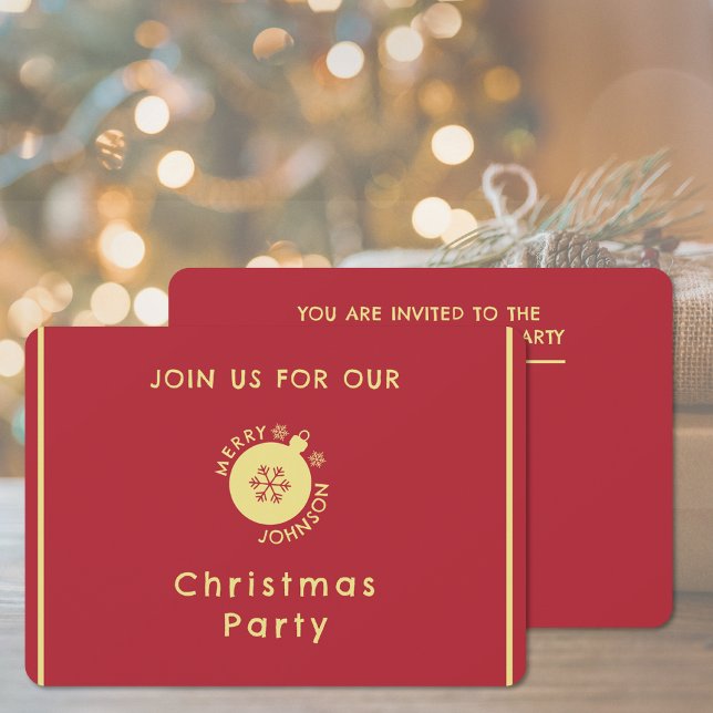 Convite para Festas de Natal Feriado Floco de Neve (Christmas Party Holiday Snowflake Invitation (front and back))