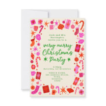 Convite para Festas de Natal Festivas Vermelhas e 