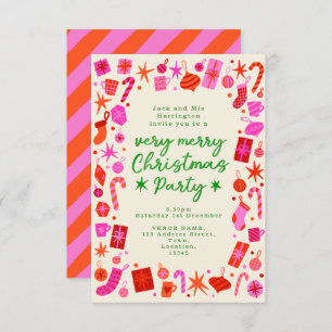 Convite para Festas de Natal Festivas Vermelhas e