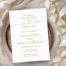 Convite para Festas de noivado Dourada caligrafia