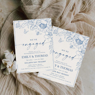 Convite para Festas de noivado Floral Chinoiserie