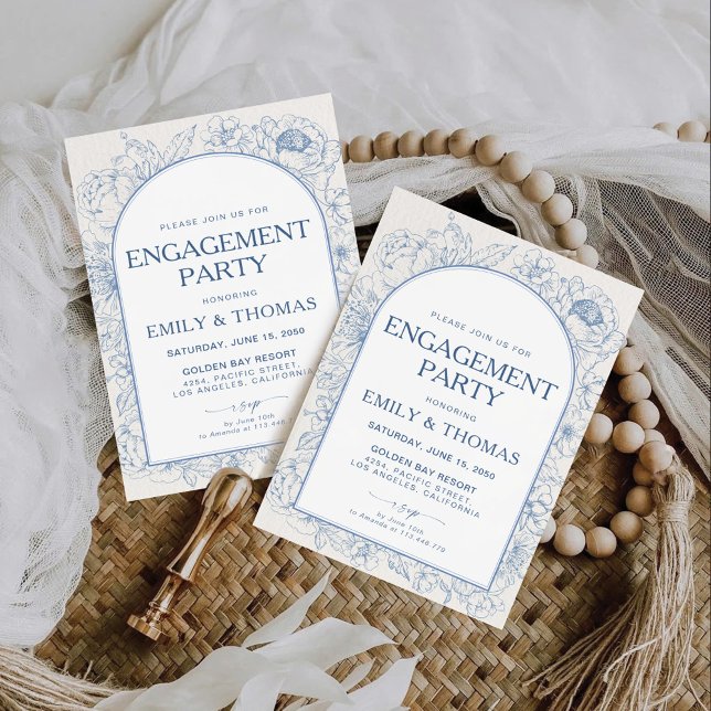 Convite para Festas de noivado Floral Chinoiserie (Criador carregado)