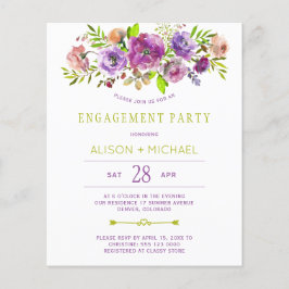 Convite para festas de noivado floral com rústica