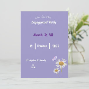 Convite para Festas de noivado Floral Roxo Elegant