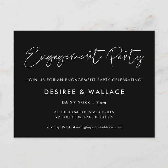 Convite para festas de noivado minimalista moderno (Frente)