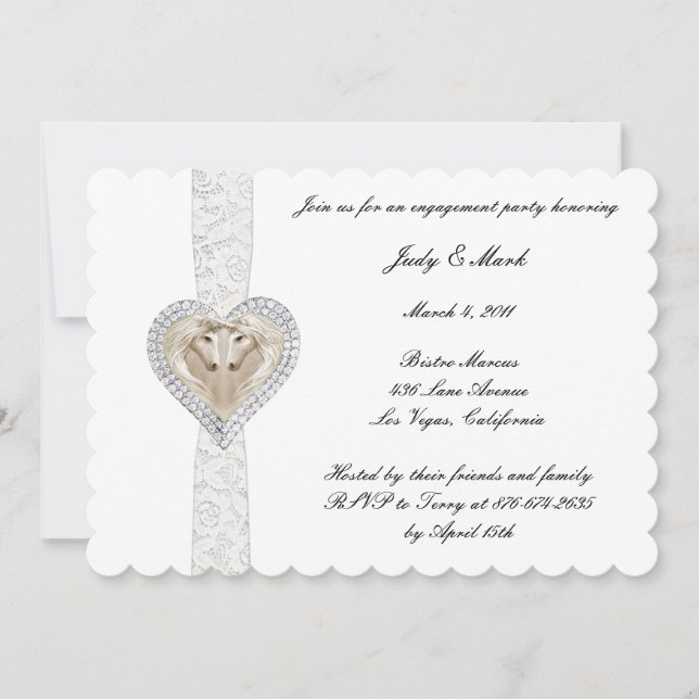 Convite Para Festas de noivado Unicórn E Lace (Frente)