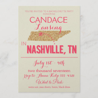 Convite para Festas de solteira Dourada de Nashvil