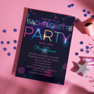 Convite para Festas de solteira Neon brilhante