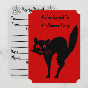 convite para festas engraçadas de gato preto de h
