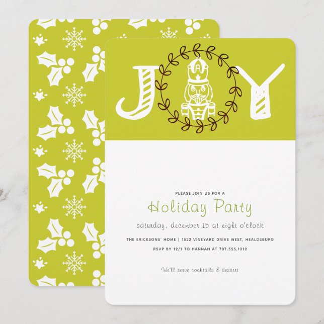 Convite para Festas Feriadas de Joy Nutcracker (Frente/Verso)