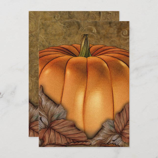 Convite para Festas Médias de Halloween de Bompkin (Frente/Verso)