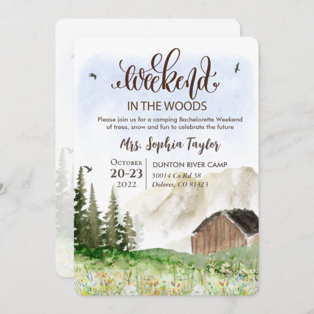 Convite para Fim de Semana na Cabana da Noiva (Frente/Verso)