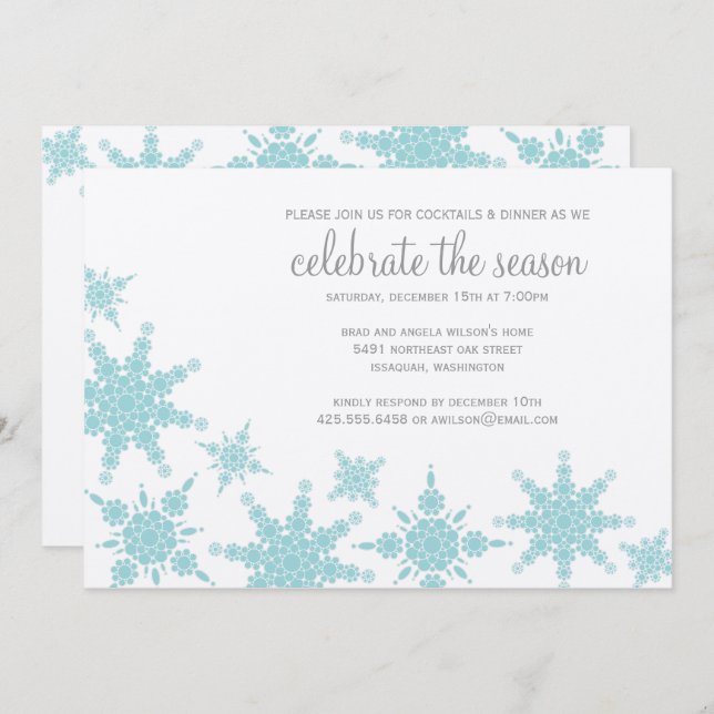 Convite para Floco de Neve Bolinhas (Frente/Verso)