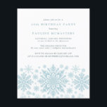 Convite para Flocos de Neve Azul aniversário de 40<br><div class="desc">Flocos de neve de cor azul muito elegantes criam uma bonito borda ao longo do final deste convite de aniversário para adultos. A design moderna e minimalista tem uma sensação aberta e arejada. A estética contemporânea apelará a pessoas de todas as idades.</div>