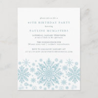 Convite para Flocos de Neve Azul de aniversário de
