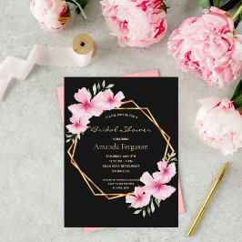 Convite para flores cor-de-rosa chá de panela