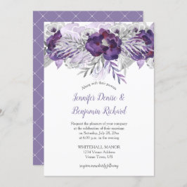 Convite para Flores de Aquarelas de Lavanda Roxa