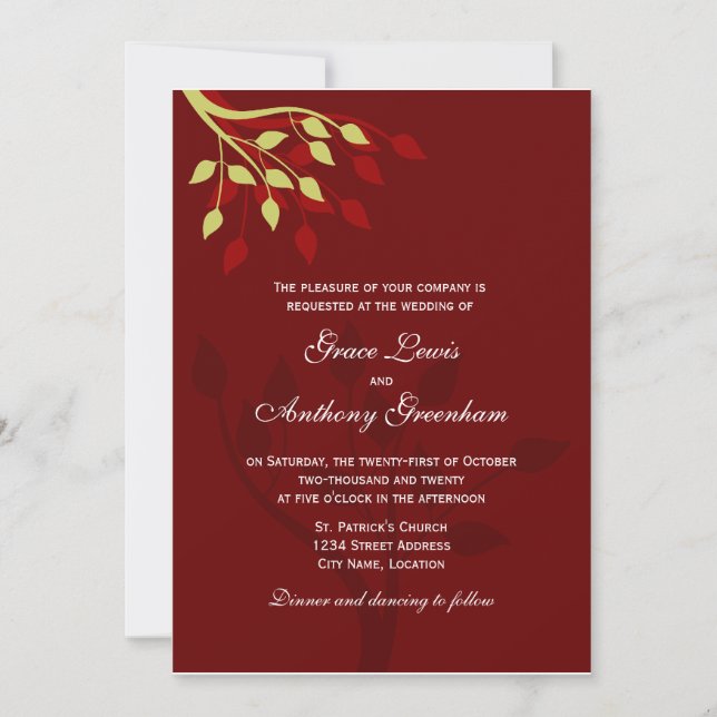 Convite para Folhas de outono (Frente)