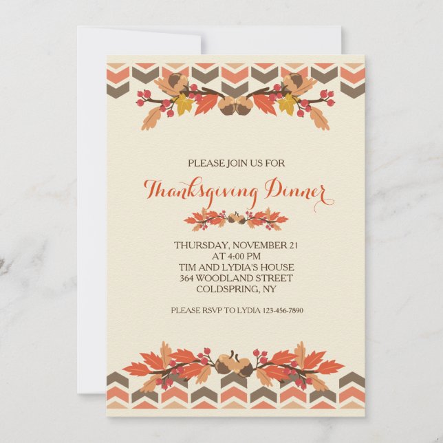 Convite para Folhas e Acorns (Frente)