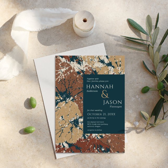 Convite para Folhas Orgânicas Abstrato de Outono (Criador carregado)