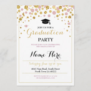 Convite para Formando de Festa Dourada Rosa de Gra