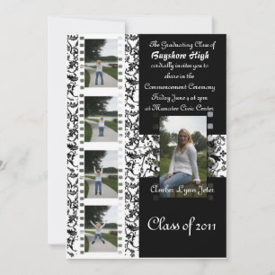 Convite para formando de fita floral do Damask- pa