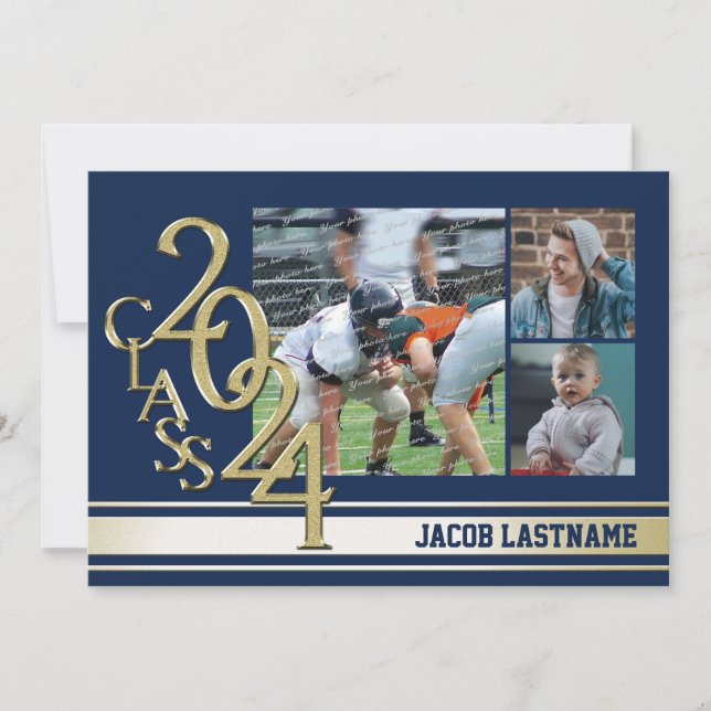 Convite para Formando Dourado Triplo Stripe da Var (Frente)