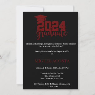 Convite para Formando preto e vermelho 2024