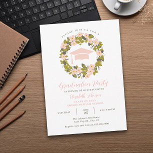 Convite para formatura de Boné e coroa Floral
