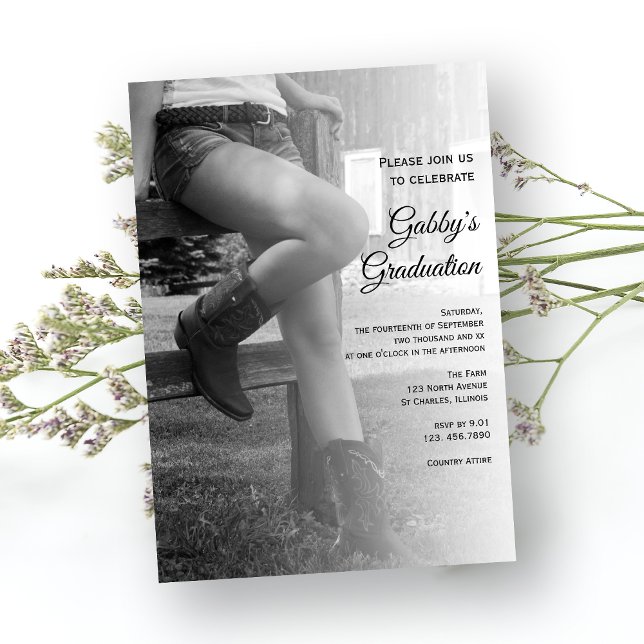 Convite para formatura de Cowgirl e Fence Barn Par (Criador carregado)