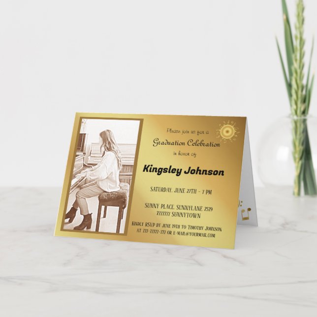 Convite para formatura elegante da Escola de Músic (Frente)