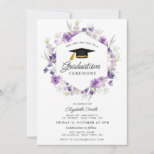 convite para formatura floral roxa