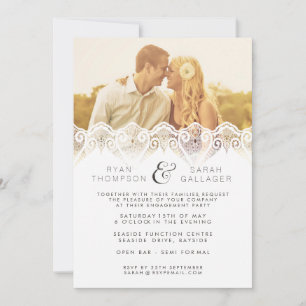 Convite para Foto de Casamento de Noivado Branco