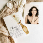 Convite para Fotografia aniversário de 30 anos<br><div class="desc">Vamos 30! Convite Fotográfico de aniversário. Projetado com uma bela garrafa de champanhe Dourada a aquarela. A maioria das letras é editável. Itens correspondentes na nossa loja,  Design do Partido Cava.</div>