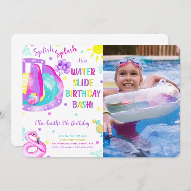 Convite para Fotografia de Aniversário com Diaposi (Frente/Verso)