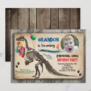 Convite para fotografia de aniversário do Dinossa