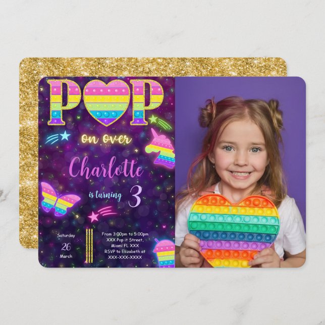Convite para Fotografia de Aniversário do Pop Edit (Frente/Verso)