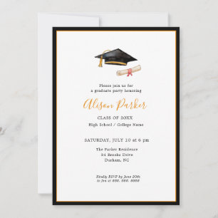 Convite para fotografia de boné de formatura e di