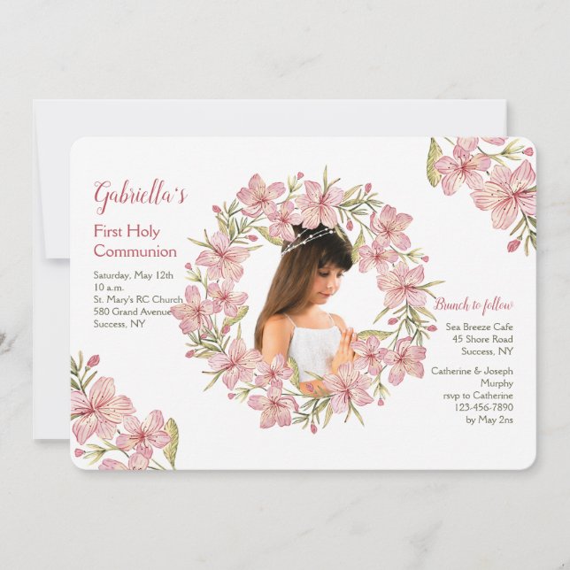 Convite para Fotografia de Flor Wreath (Frente)