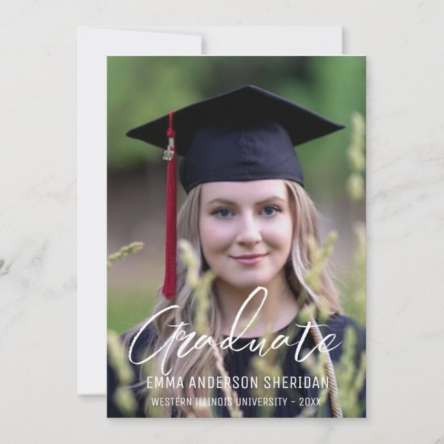 Convite para Fotografia de Script Branco Moderno (Frente)