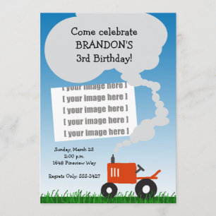 Convite para fotografia do trator: Trator vermelho