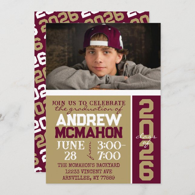 Convite para Fotografia para Graduação Dourada e B (Frente/Verso)