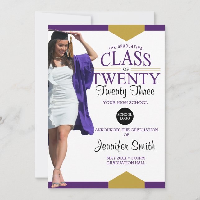 Convite para Fotografia para Graduação Dourada Rox (Frente)