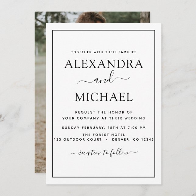 Convite para Fotografia Romântica de Casamento Bra (Frente/Verso)