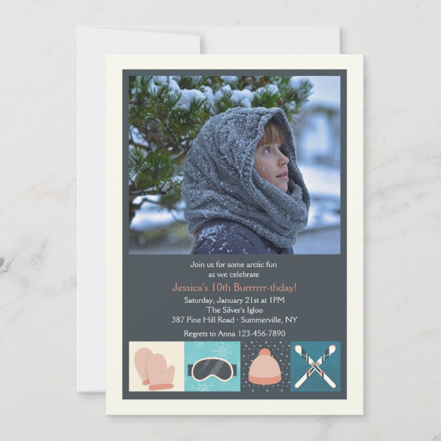 Convite para Fotografias de Visto de Esqui (Frente)