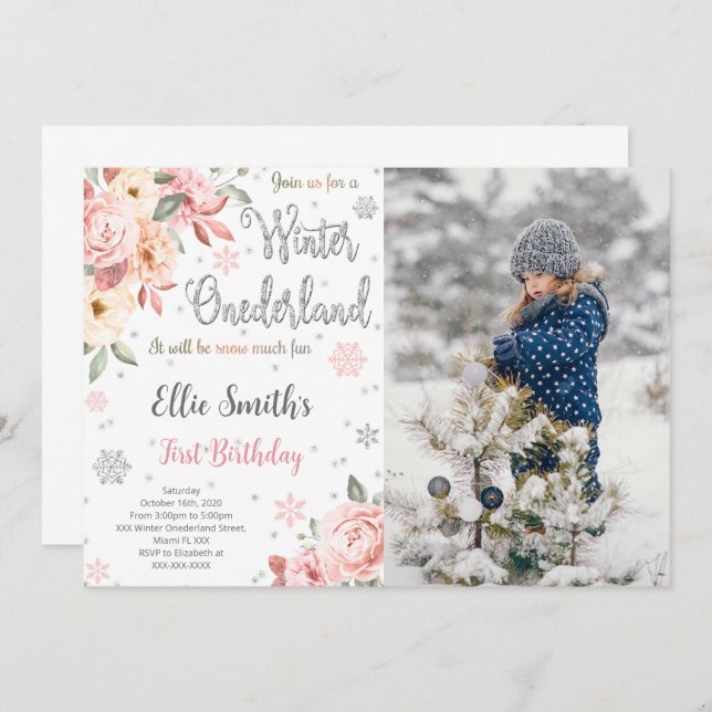 Convite para Fotografias Editável no Wonderland de (Frente/Verso)